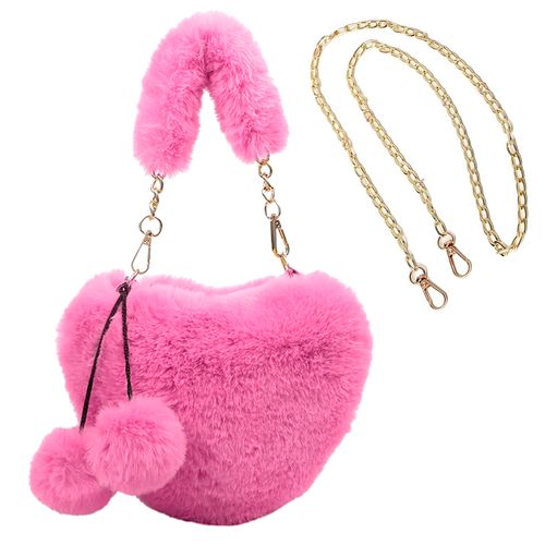 Bolsa Coração de Pelúcia C/ Alça 24x18cm em Poliéster Interponte