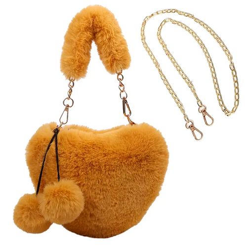 Bolsa Coração de Pelúcia C/ Alça 24x18cm em Poliéster Interponte
