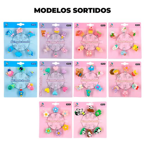 Jogo de Mini Pregadores Decorativos 6 Peças em Plástico Interponte