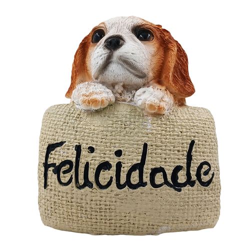 Cachorro C/ Placa Decorativo 9x8cm em Resina Youbai