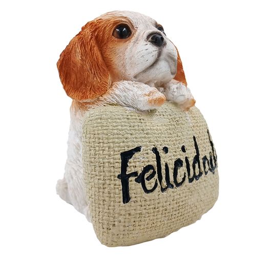 Cachorro C/ Placa Decorativo 9x8cm em Resina Youbai