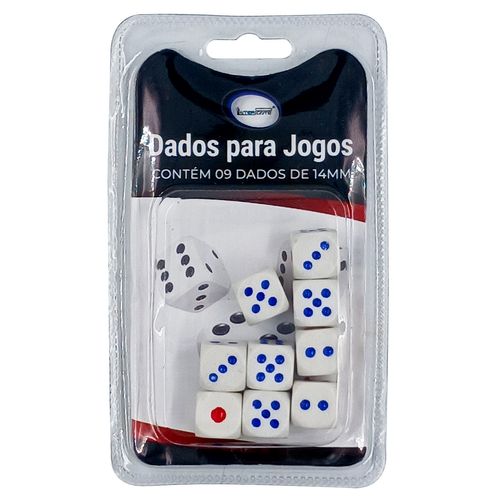 Jogo de Dados 9 Peças 14mm em Plástico Interponte