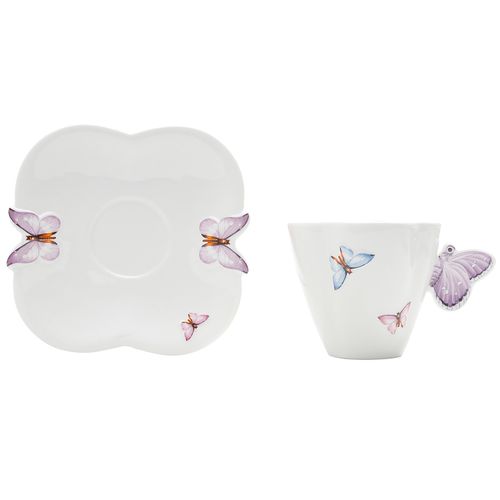 Jogo de Xícaras Borboletas 6 Peças 200ml em Porcelana Wolff
