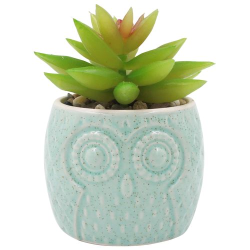 Vaso C/ Planta Artificial 6,5x10cm em Porcelana Livon