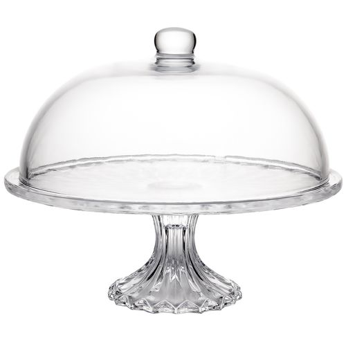 Prato P/ Bolo Diamond C/ Tampa 31cm em Vidro Lyor