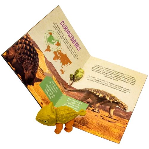 Livro Mundo dos Minidinos Anquilossauro 20cm em Papel Todo Livro