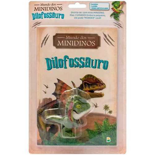 Livro Mundo dos Minidinos Dilofossauro 20cm em Papel Todo Livro