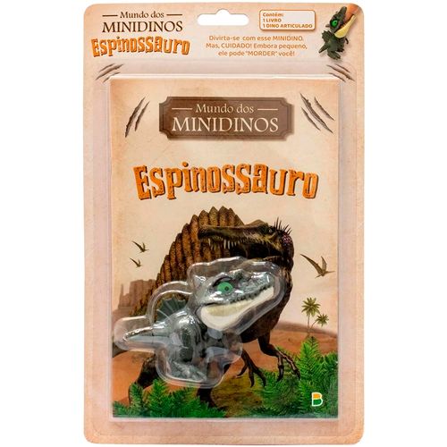 Livro Mundo dos Minidinos Espinossauro 20cm em Papel Todo Livro
