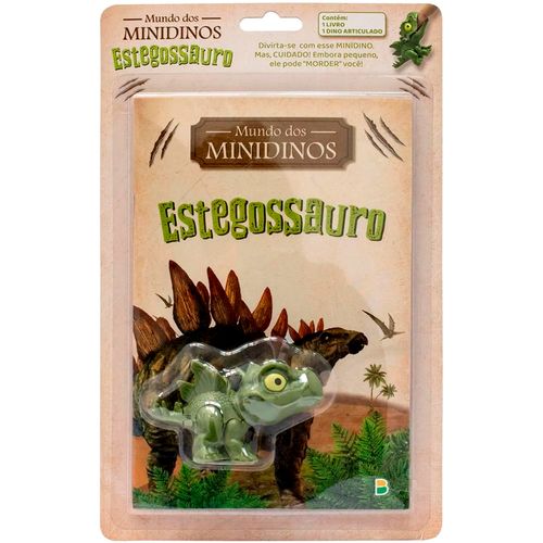 Livro Mundo dos Minidinos Estegossauro 20cm em Papel Todo Livro