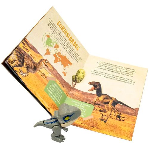 Livro Mundo dos Minidinos Velociráptor 20cm em Papel Todo Livro