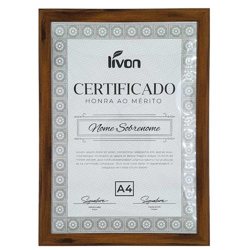 Porta Certificado Decorativo A4 em Plástico Livon
