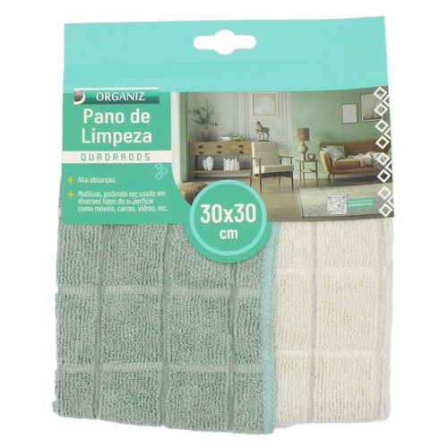 Jogo de Pano P/ Limpeza 2 Peças 30x30cm em Poliéster Kehome