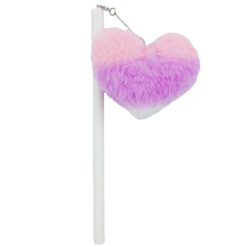 Caneta Esferográfica Coração Pompom 16,5cm em Plástico Wincy