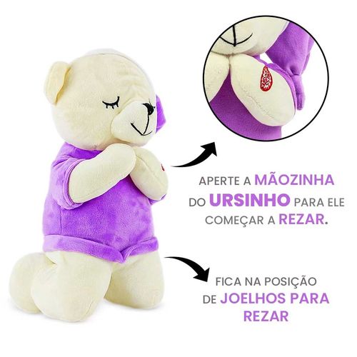 Urso de Pelúcia Que Reza 28cm em Poliéster BBR Toys