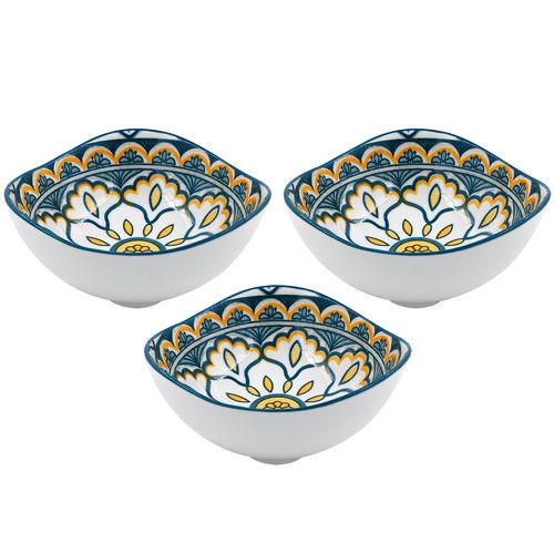 Jogo de Bowls Estampado 3 Peças em Cerâmica Lila Cosméticos