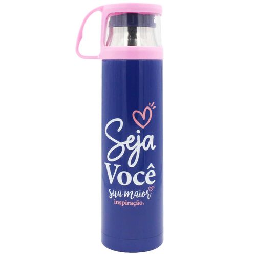 Garrafa Térmica Seja Você C/ Caneca 470ml em Aço Inox Dayimport