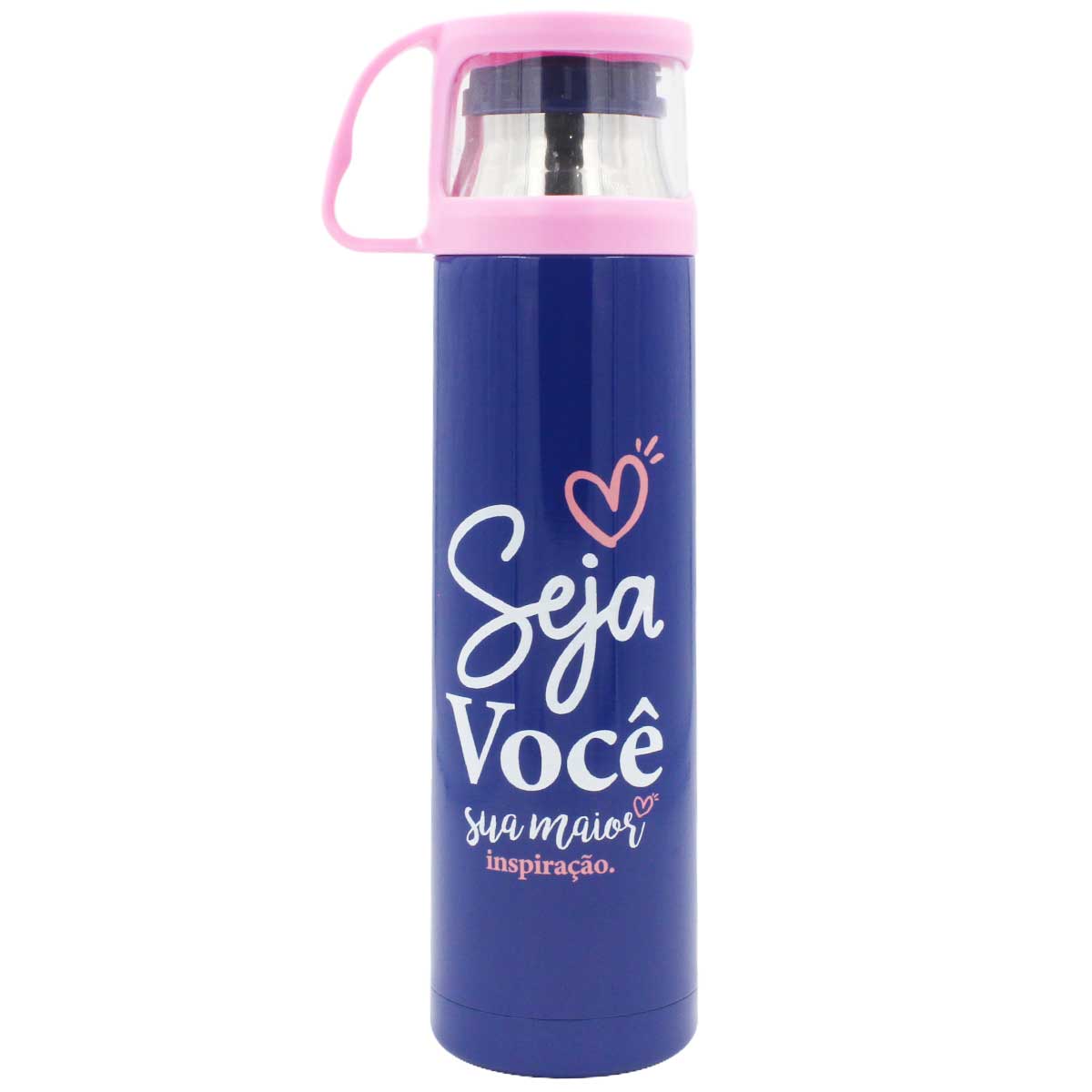 Garrafa Térmica Seja Você C/ Caneca 470ml em Aço Inox Dayimport