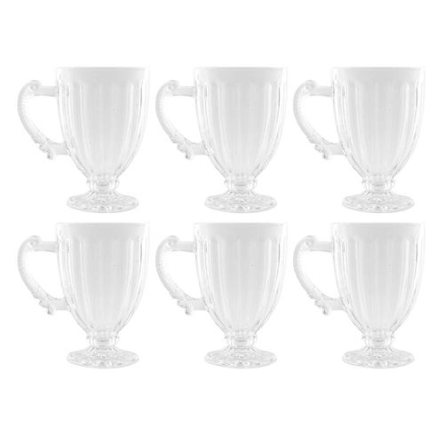 Jogo de Caneca Roma 6 Peças 190ml em Vidro Kehome