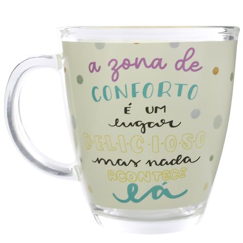 Caneca Fancy C/ Frase 330ml em Vidro Kehome