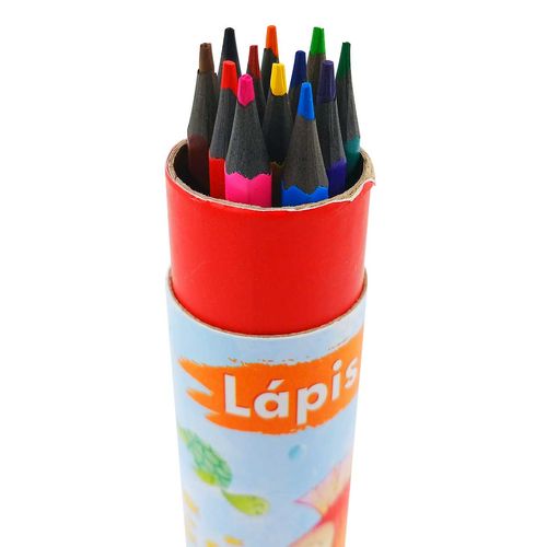 Jogo de Lápis de Cor Eco Tubo 12 Cores em Madeira Wincy