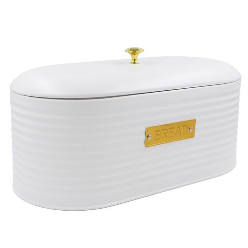 Porta Pão C/ Tampa Friso 33,5cm em Metal Paramount