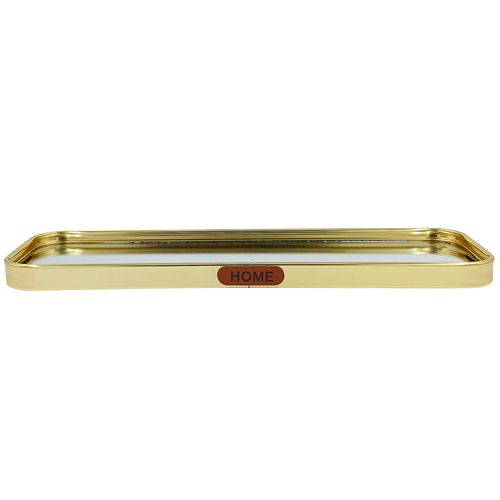 Bandeja Espelhada Retangular 30x10cm em Metal Fu Xing