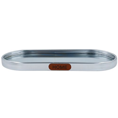 Bandeja Oval Espelhada 22cm em Metal Fu Xing
