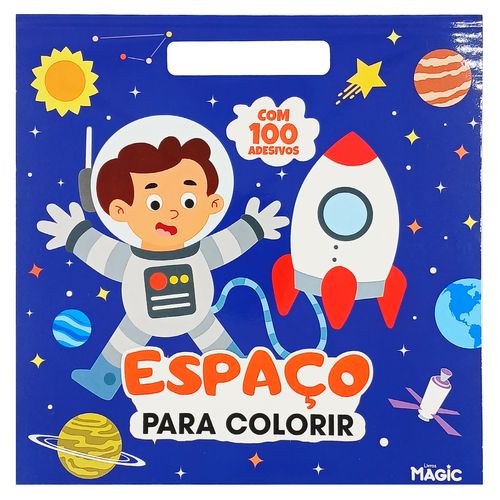 Livro P/ Colorir Espaço C/ Adesivos 28cm em Papel Magic Kids