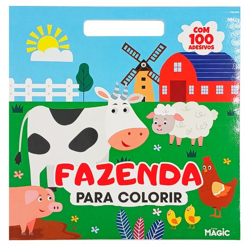 Livro P/ Colorir Fazenda C/ Adesivos 28cm em Papel Magic Kids
