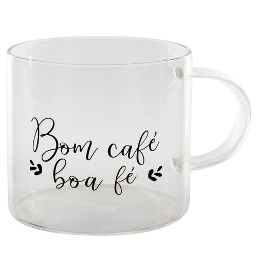 Caneca Café C/ Frase 260ml em Vidro Fu Xing