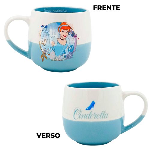 Caneca Princesa Cinderella 400ml em Cerâmica Zona Criativa