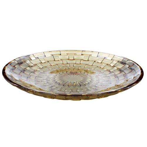 Prato Redondo Decorativo 33cm em Vidro Rutmar