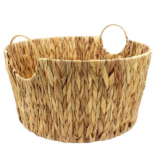 Cesto Seagrass Redondo C/ Alça 38x20cm em Fibra Natural Paramount