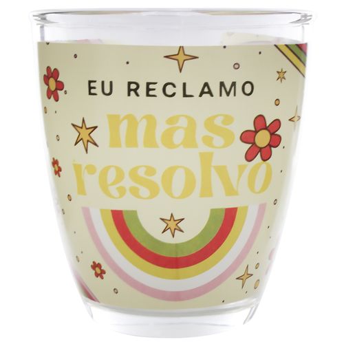 Caneca Flores C/ Frases 330ml em Vidro Kehome