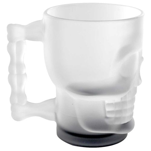 Caneca Caveira Preto de Vidro 500ml Zona Criativa