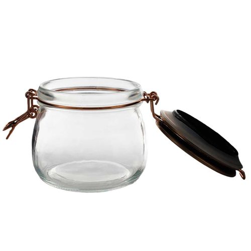 Pote de vidro com tampa de cobre 9x10cm Casa Ambiente