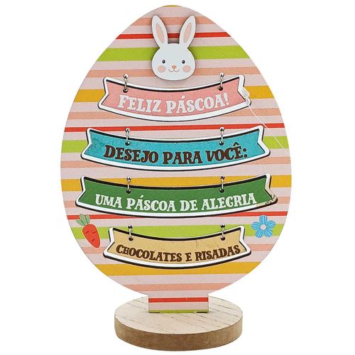 Placa Ovo de Páscoa Decorativa 16,7cm em MDF Multiart