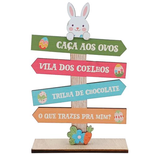 Placa Coelho da Páscoa 12x18cm em MDF Multiart