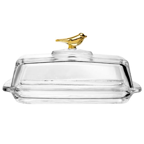 Manteigueira C/ Tampa Bird 18x10cm em Cristal Wolff