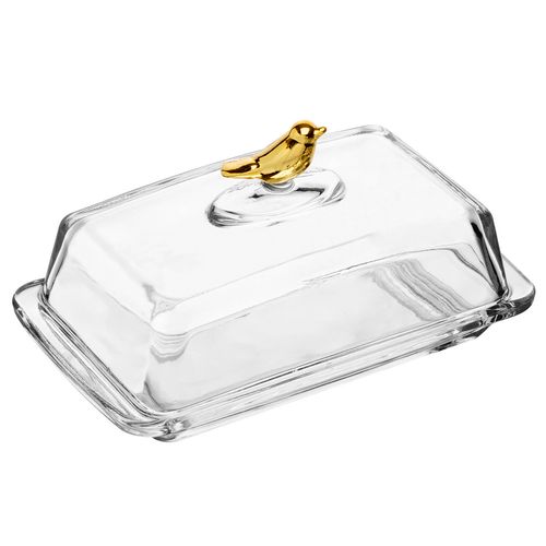 Manteigueira C/ Tampa Bird 18x10cm em Cristal Wolff