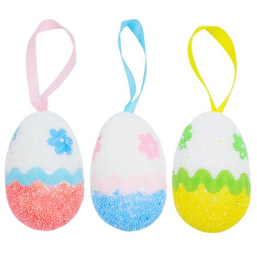 Ovos da Páscoa Decorativos 3 Peças 6cm em Isopor Multiart