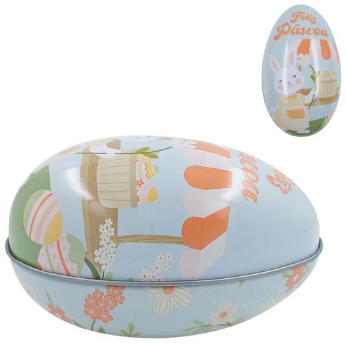 Lata Ovo de Páscoa Decorativa 11,3x7cm em Metal Multiart