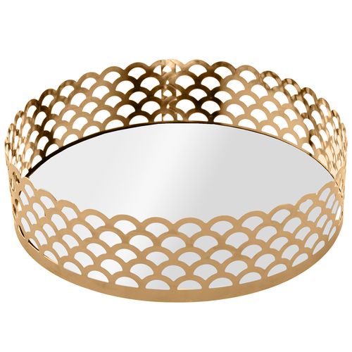 Bandeja Arles Redonda Espelhada 18,5cm em Metal Lyor