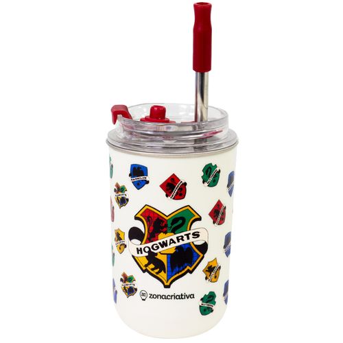 Copo Neo C/ Canudo Harry Potter 300ml em Aço Inox Zona Criativa