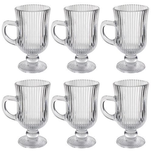 Jogo de Caneca Irish Coffee Graffiato 6 Peças 100ml em Vidro Hauskraft