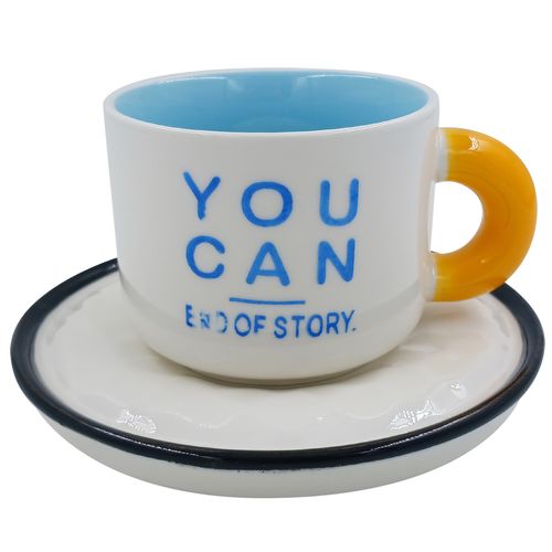 Caneca Panda C/ Pires 220ml em Cerâmica Lila Cosméticos