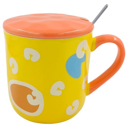 Caneca Color C/ Colher 460ml em Cerâmica Lila Cosméticos