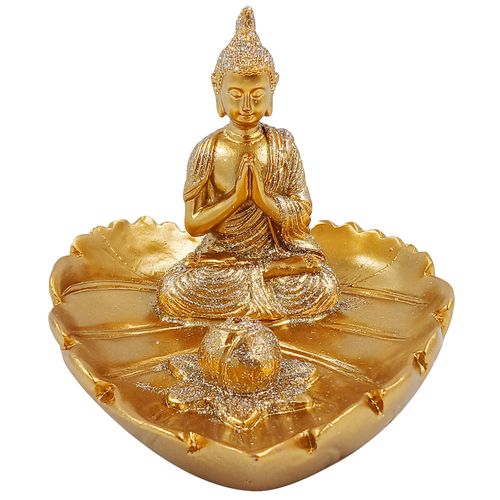 Porta Incenso Buda C/ Glitter 7,5x9cm em Resina Youbai