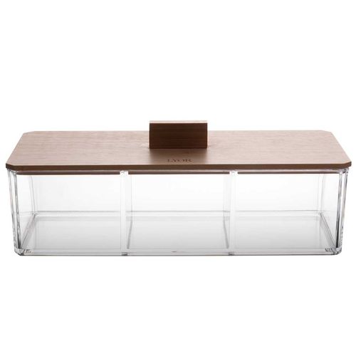 Caixa Organizadora C/ Tampa Bambu 23x9,5cm em Plástico Lyor
