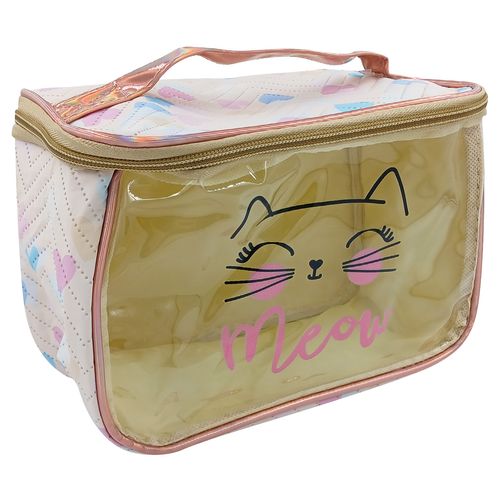 Nécessaire Gatinho C/ Alça 21x14,5cm em Poliéster Rubys